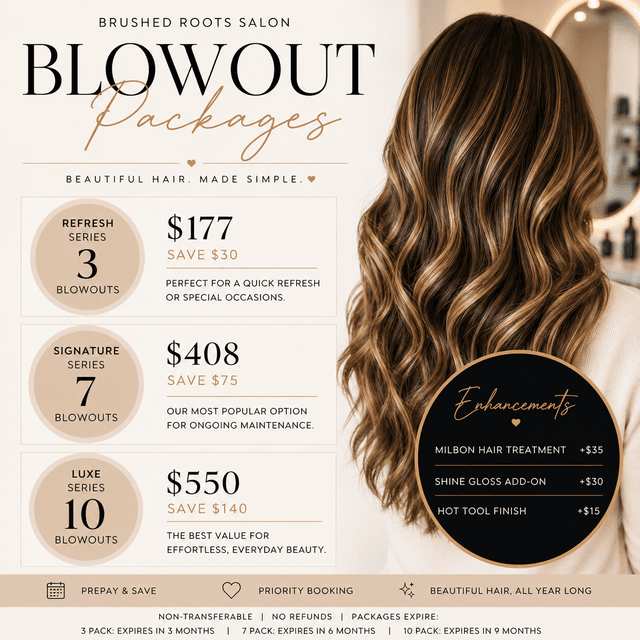 Refresh Series-3 Blowouts at Brushed Roots Salon in Round Rock, TX